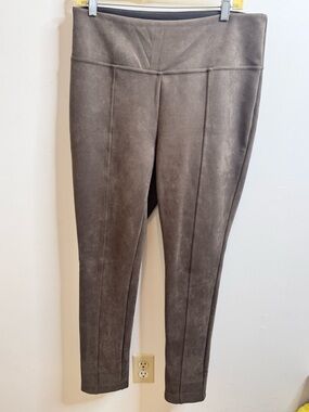 Andrew Marc Black High-Rise Suede-Look Leggings